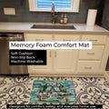 Crabs, Shrimp and Oysters in Water Memory Foam Kitchen Mat Machine Washable Anti-Fatigue Cushion Comfort Bath or Kitchen Rug