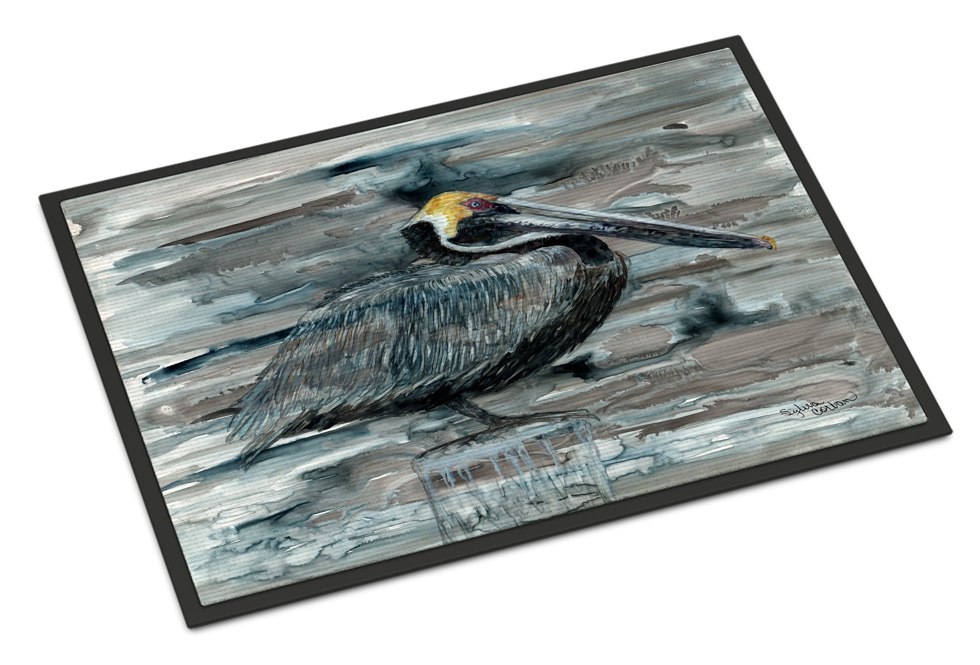 Pelican in Grey Doormat Indoor Outdoor 24H X 36W Front Door Mat Rugs for Entryway, Non Slip Washable Low Pile,
