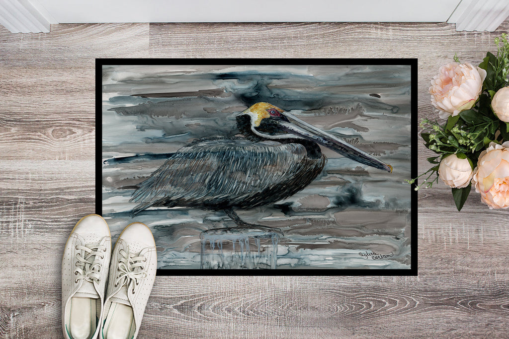 Pelican in Grey Doormat Indoor Outdoor 24H X 36W Front Door Mat Rugs for Entryway, Non Slip Washable Low Pile,