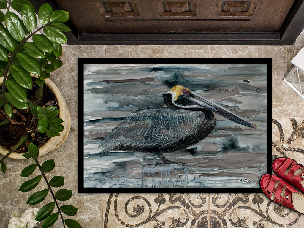 Pelican in Grey Doormat Indoor Outdoor 24H X 36W Front Door Mat Rugs for Entryway, Non Slip Washable Low Pile,