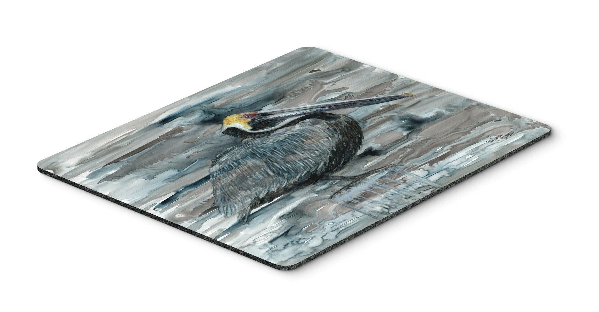 Pelican in Grey Mouse Pad, Heat Resistant Trivet Hot Pad , Non Slip Rubber Desk Mat, Kitchen Counter Protector, Home Office Decor Gift