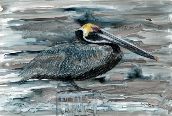 Pelican in Grey Fabric Placemat Washable Placemat Dinner Table Decor No Ironing Linen Look