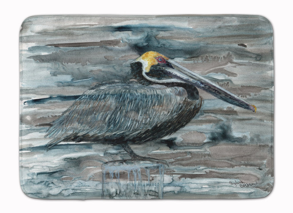 Pelican in Grey Memory Foam Kitchen Mat Machine Washable Anti-Fatigue Cushion Comfort Bath or Kitchen Rug
