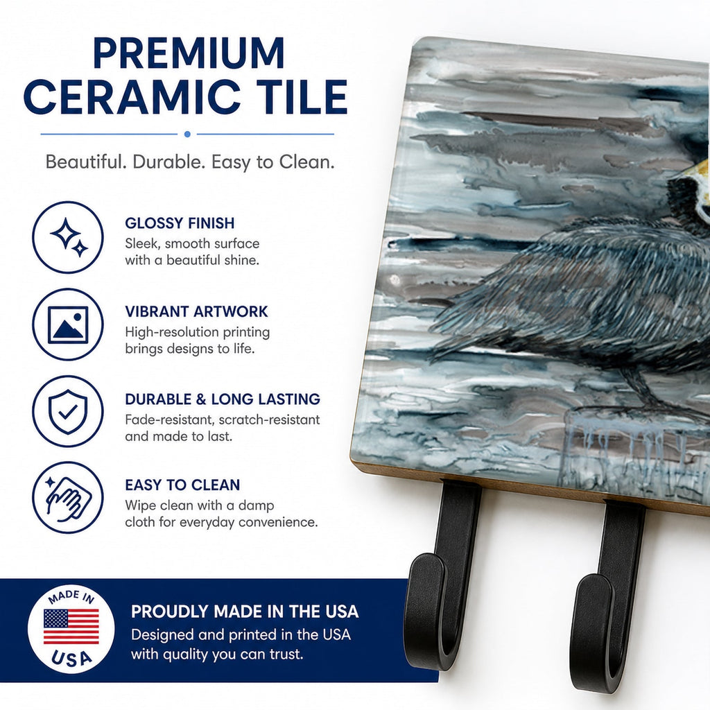 Pelican in Grey Leash or Key Holder Wall Hooks, Coat Rack Wall Mount, for Hanging Keys, Towels, Aprons, Leashes