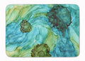 Abstract in Teal Flowers Memory Foam Kitchen Mat Machine Washable Anti-Fatigue Cushion Comfort Bath or Kitchen Rug
