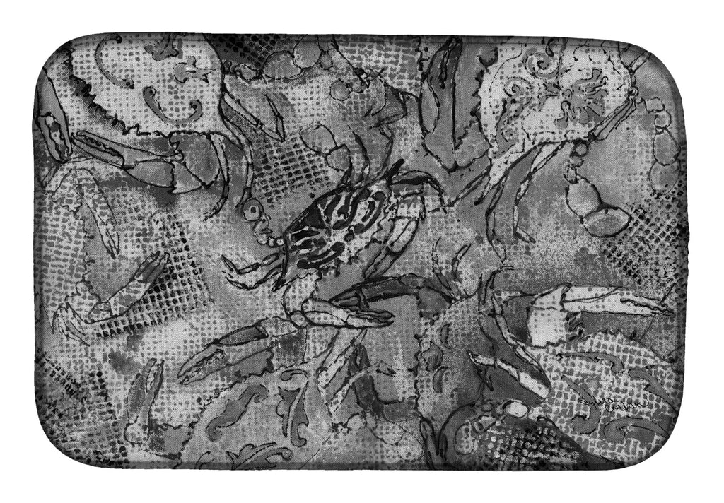 Grey Canvas Abstract Crabs Dish Drying Mat Absorbent Dish Drying Mat Pad for Kitchen Counter Dish Drainer Mat for Countertop, 14 x 21", Multicolor