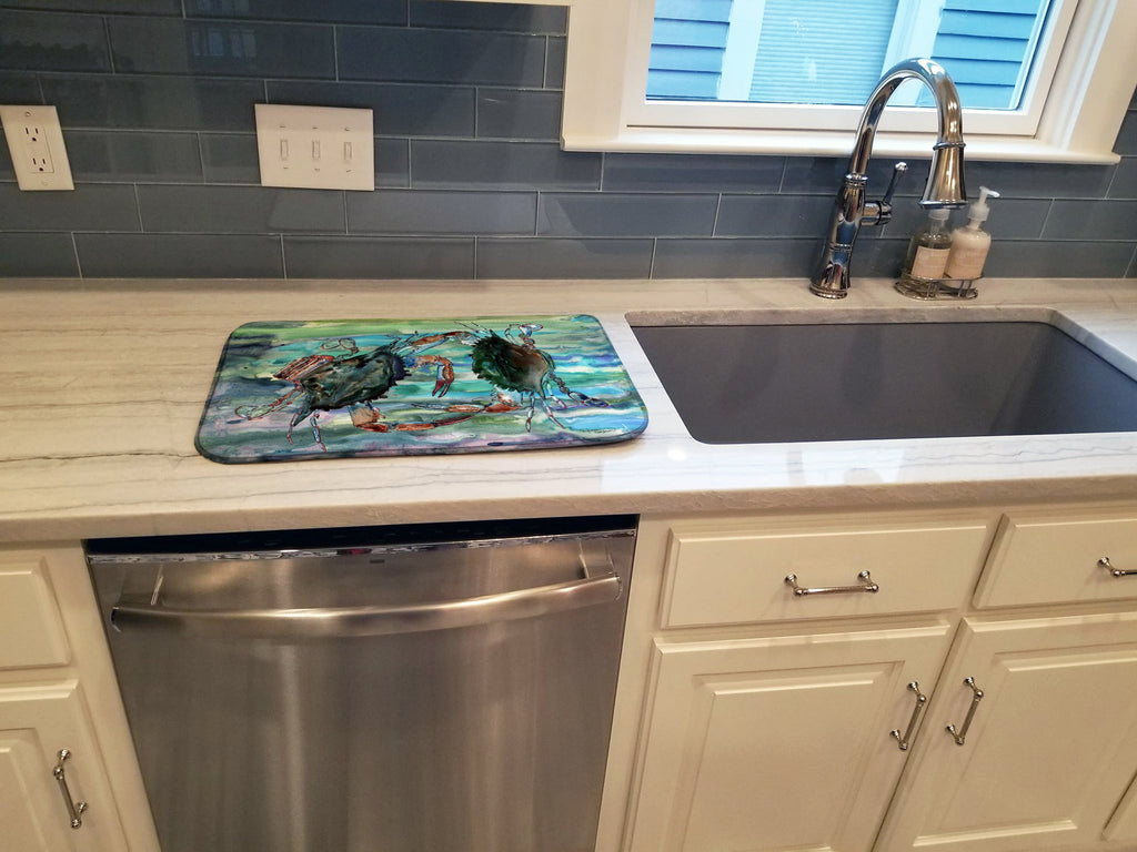 Watery Teal and Purple Crabs Dish Drying Mat Absorbent Dish Drying Mat Pad for Kitchen Counter Dish Drainer Mat for Countertop, 14 x 21", Multicolor