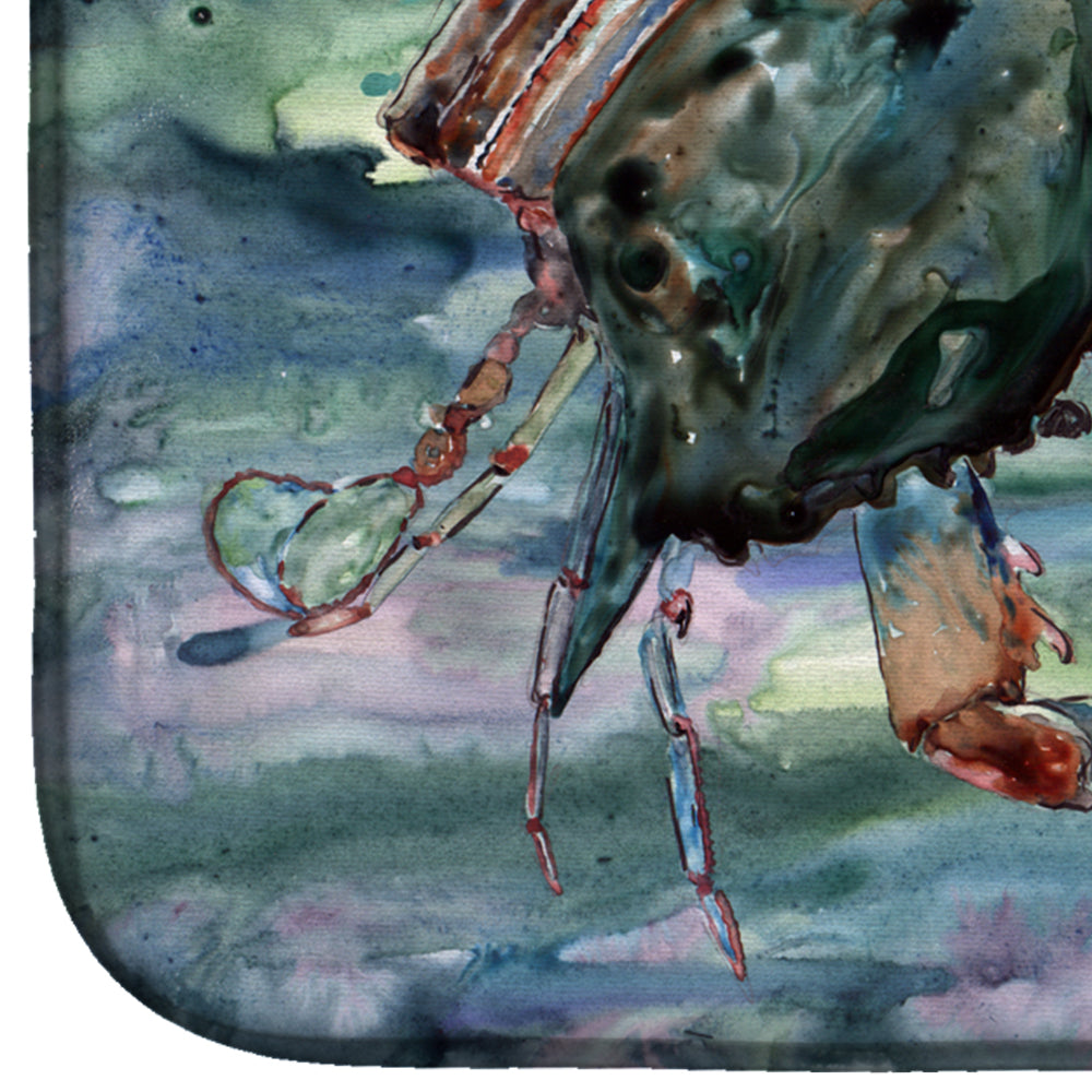 Watery Teal and Purple Crabs Dish Drying Mat Absorbent Dish Drying Mat Pad for Kitchen Counter Dish Drainer Mat for Countertop, 14 x 21", Multicolor