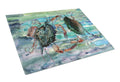 Watery Teal and Purple Crabs Cutting Board Tempered Glass Kitchen Cutting Surface, Heat Resistant Chopping, Non-Slip Feet, Food Prep & Serving
