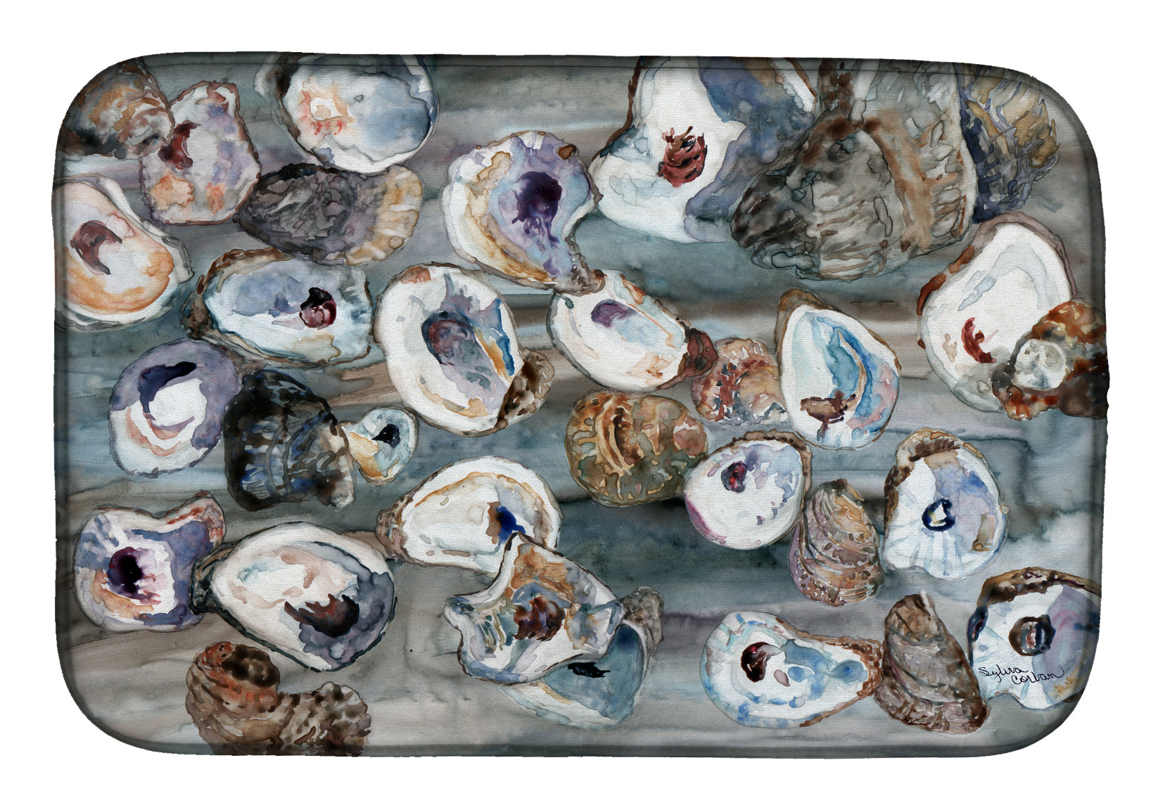 Bunch of Oysters Dish Drying Mat Absorbent Dish Drying Mat Pad for Kitchen Counter Dish Drainer Mat for Countertop, 14 x 21", Multicolor