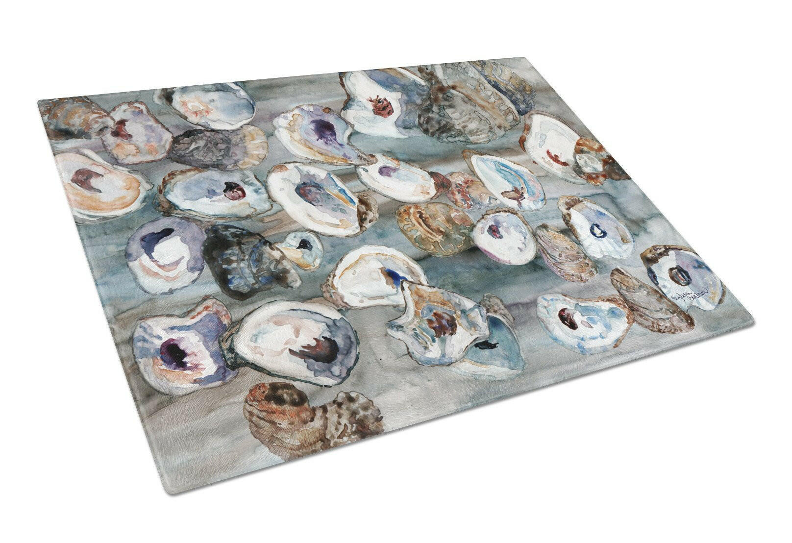 Bunch of Oysters Cutting Board Tempered Glass Kitchen Cutting Surface, Heat Resistant Chopping, Non-Slip Feet, Food Prep & Serving