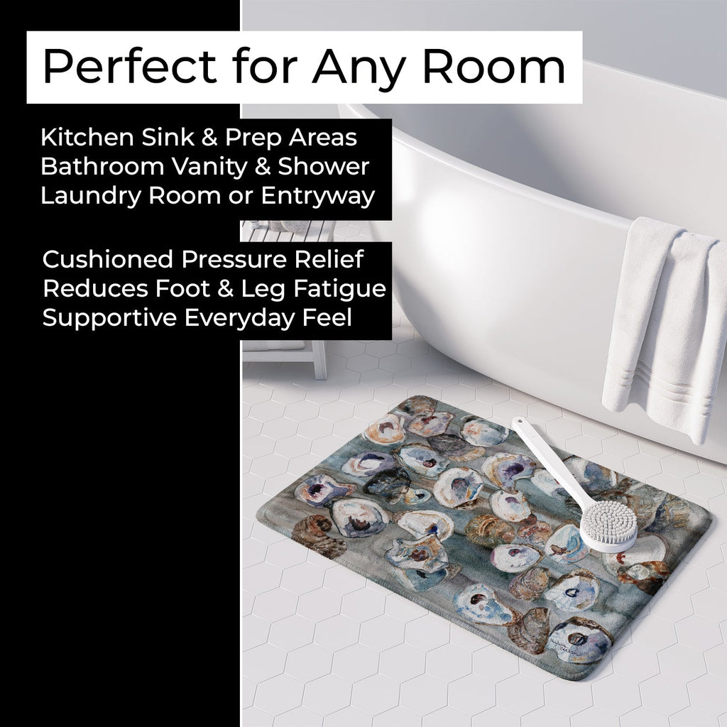 Bunch of Oysters Memory Foam Kitchen Mat Machine Washable Anti-Fatigue Cushion Comfort Bath or Kitchen Rug