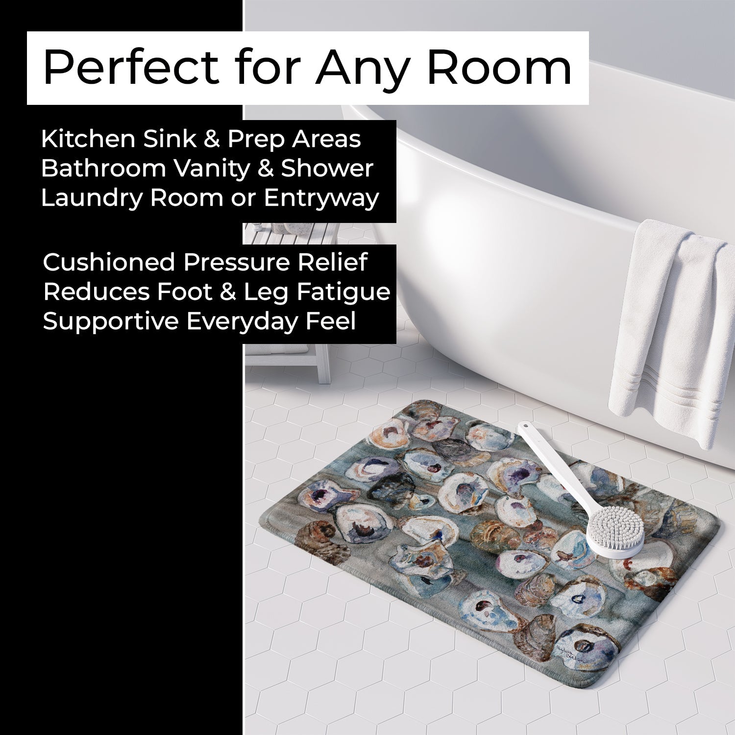 Bunch of Oysters Memory Foam Kitchen Mat Machine Washable Anti-Fatigue Cushion Comfort Bath or Kitchen Rug
