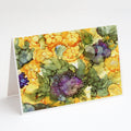 Abstract Flowers Purple and Yellow Greeting Cards Pack of 8 Blank Cards with Envelopes Whimsical A7 Size 5x7