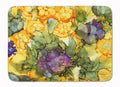 Abstract Flowers Purple and Yellow Memory Foam Kitchen Mat Machine Washable Anti-Fatigue Cushion Comfort Bath or Kitchen Rug