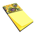 Abstract Flowers Purple and Yellow Watercolor Sticky Note Holder Refillable Dispenser Desk Accessory 3x3 Pad Gift