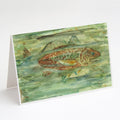 Abstract Red Fish Greeting Cards Pack of 8 Blank Cards with Envelopes Whimsical A7 Size 5x7