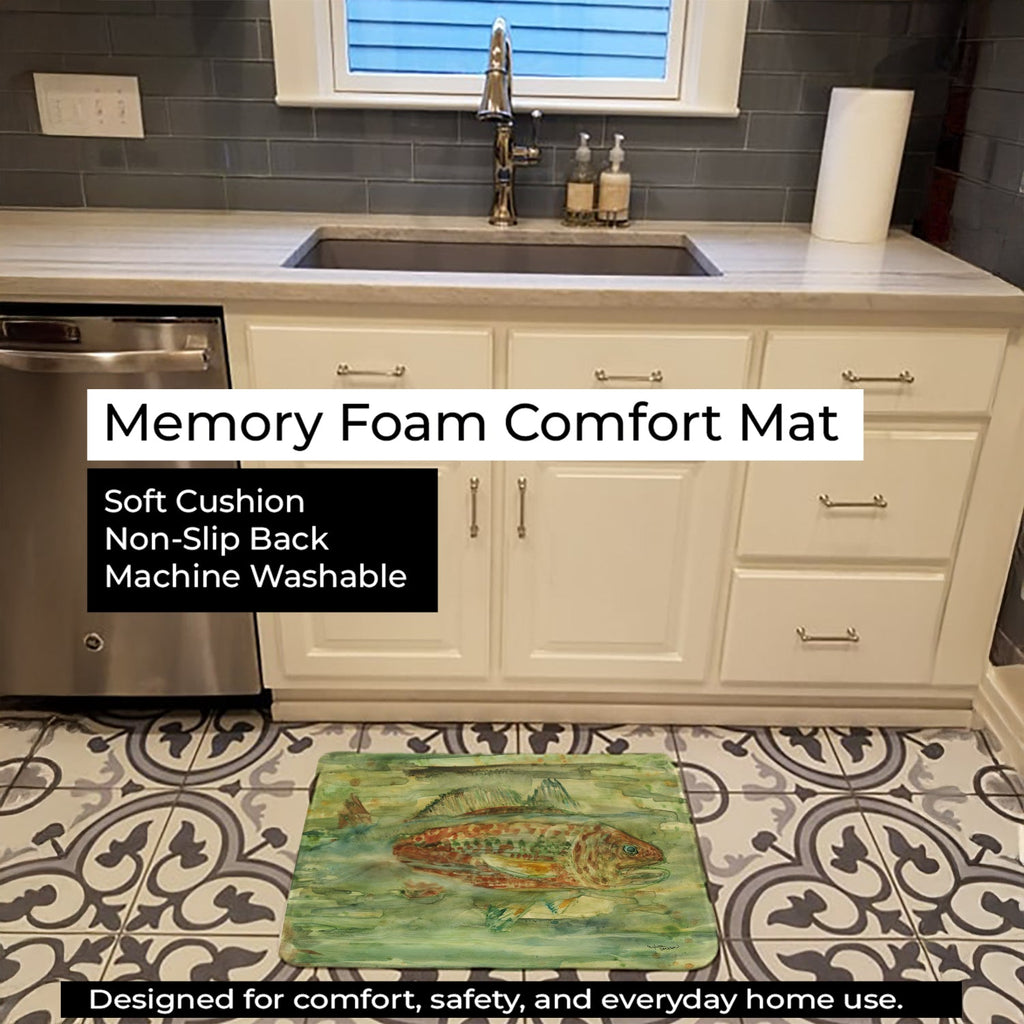 Abstract Red Fish Memory Foam Kitchen Mat Machine Washable Anti-Fatigue Cushion Comfort Bath or Kitchen Rug