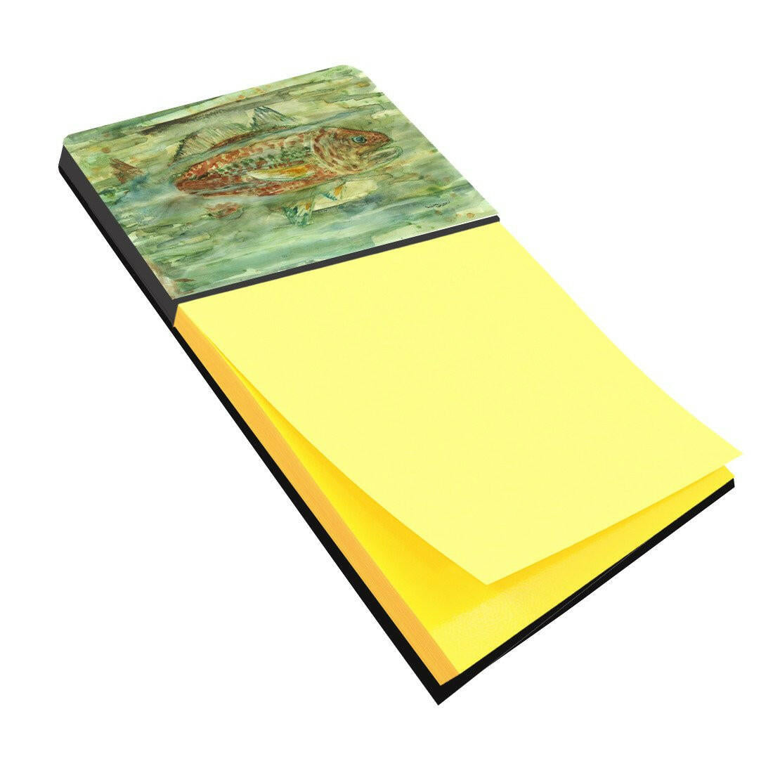 Abstract Red Fish Watercolor Sticky Note Holder Refillable Dispenser Desk Accessory 3x3 Pad Gift