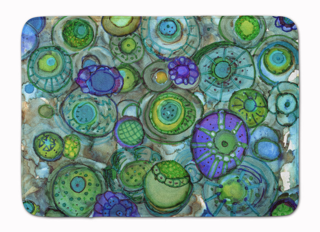 Abstract in Blues and Greens Memory Foam Kitchen Mat Machine Washable Anti-Fatigue Cushion Comfort Bath or Kitchen Rug