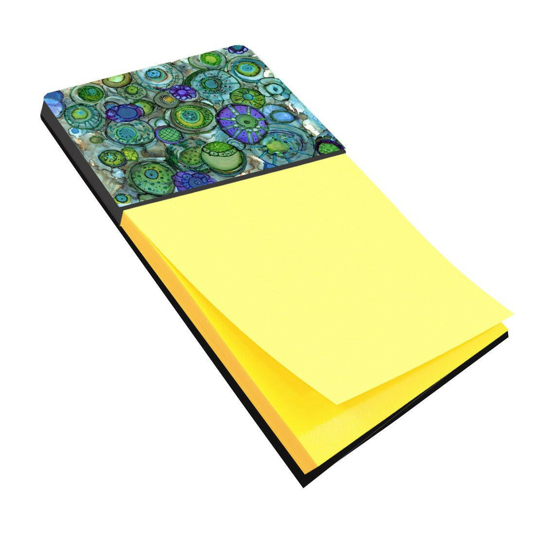 Abstract in Blues and Greens Watercolor Sticky Note Holder Refillable Dispenser Desk Accessory 3x3 Pad Gift