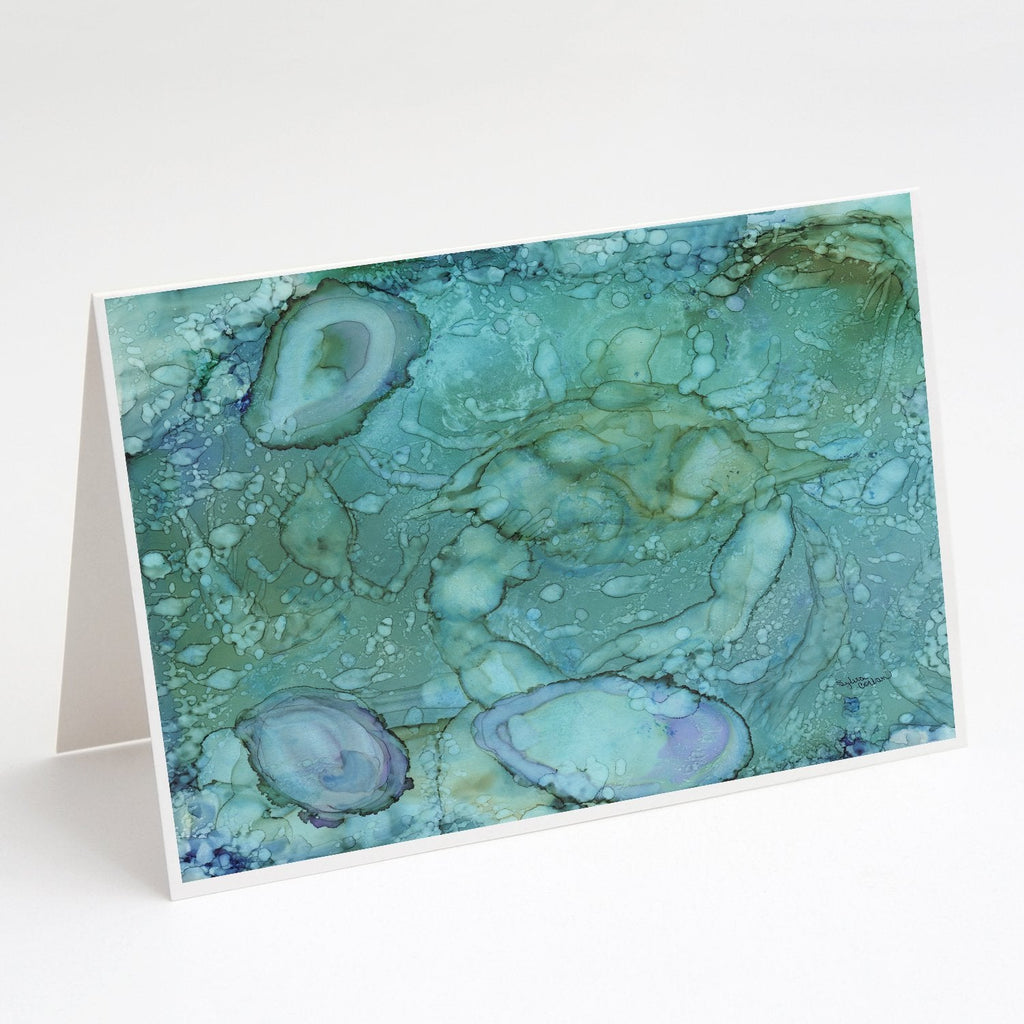 Abstract Crabs and Oysters Greeting Cards Pack of 8 Blank Cards with Envelopes Whimsical A7 Size 5x7