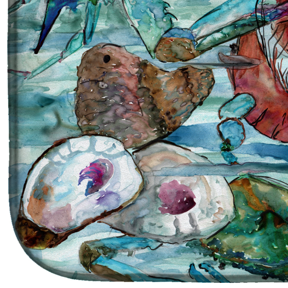 Watery Shrimp, Crabs and Oysters Dish Drying Mat Absorbent Dish Drying Mat Pad for Kitchen Counter Dish Drainer Mat for Countertop, 14 x 21", Multicolor