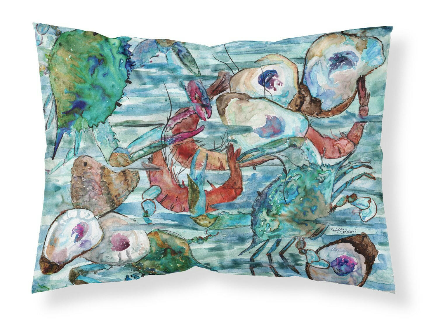 Watery Shrimp, Crabs and Oysters Standard Pillowcase Lightweight Super Soft Easy Care Decorative Artwork Pillowcase, Standard