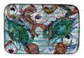 Shrimp, Crabs and Oysters in water Dish Drying Mat Absorbent Dish Drying Mat Pad for Kitchen Counter Dish Drainer Mat for Countertop, 14 x 21", Multicolor