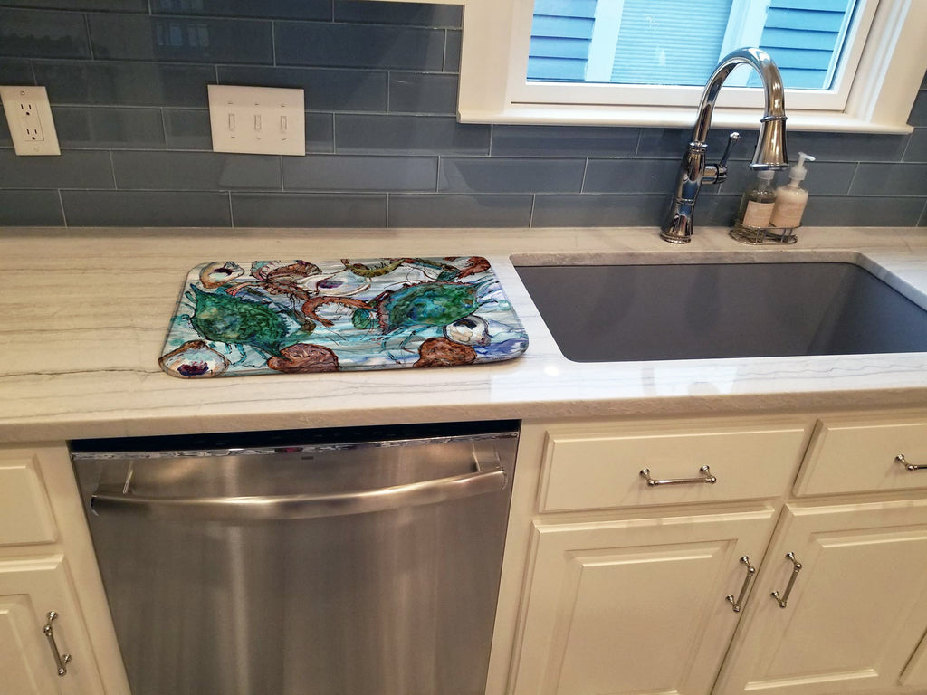 Shrimp, Crabs and Oysters in water Dish Drying Mat Absorbent Dish Drying Mat Pad for Kitchen Counter Dish Drainer Mat for Countertop, 14 x 21", Multicolor