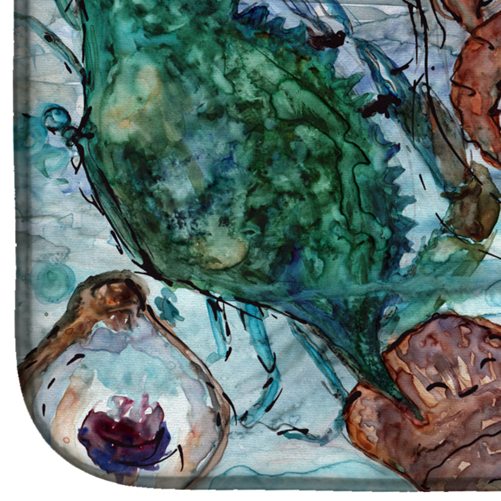 Shrimp, Crabs and Oysters in water Dish Drying Mat Absorbent Dish Drying Mat Pad for Kitchen Counter Dish Drainer Mat for Countertop, 14 x 21", Multicolor