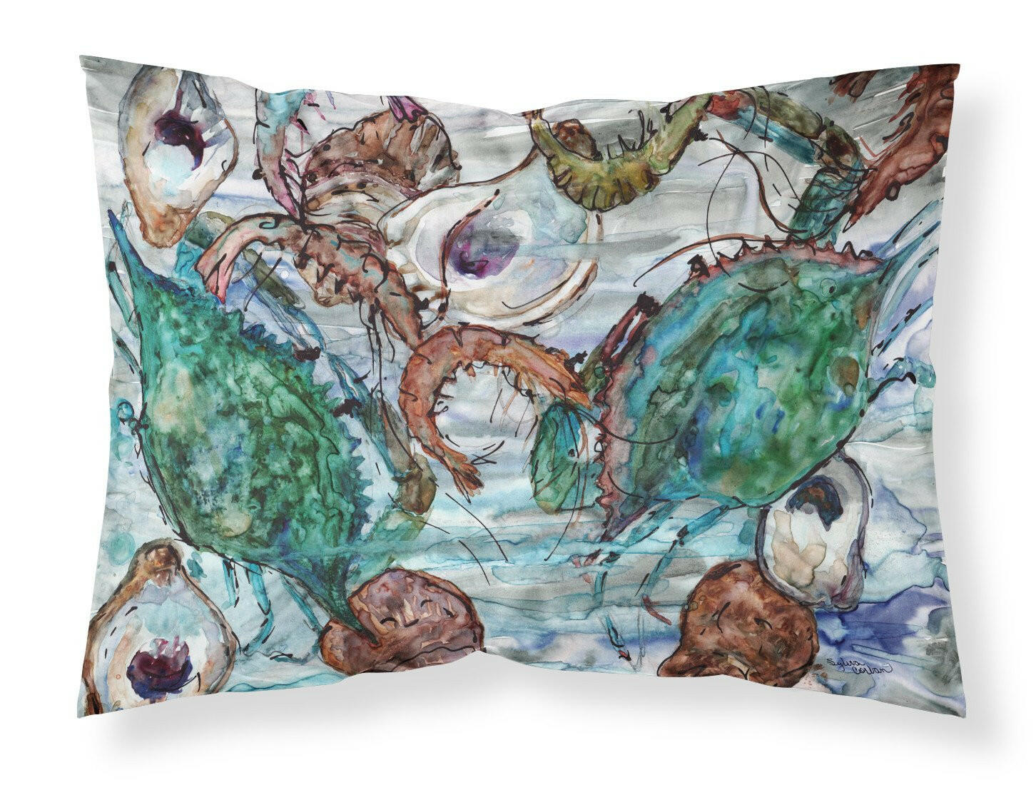 Shrimp, Crabs and Oysters in water Standard Pillowcase Lightweight Super Soft Easy Care Decorative Artwork Pillowcase, Standard