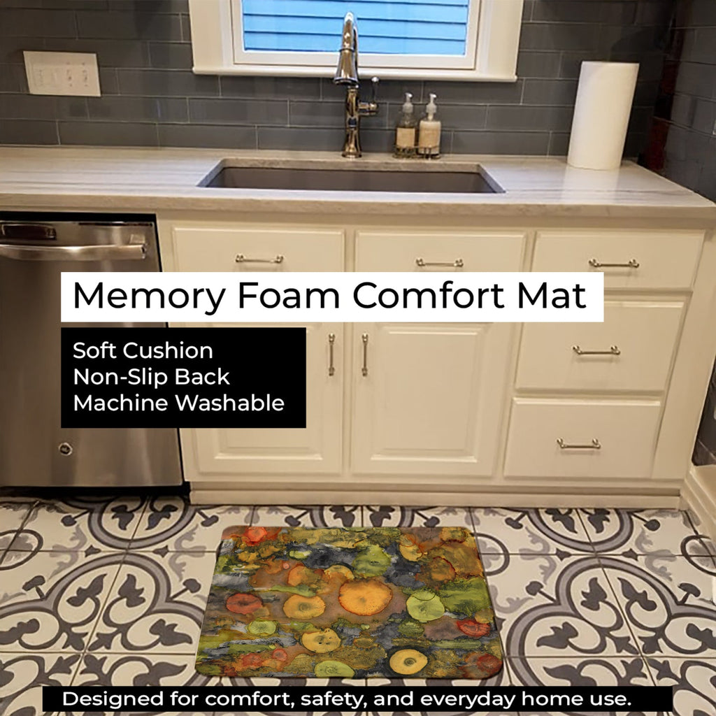 Abstract with Mother Earth Memory Foam Kitchen Mat Machine Washable Anti-Fatigue Cushion Comfort Bath or Kitchen Rug