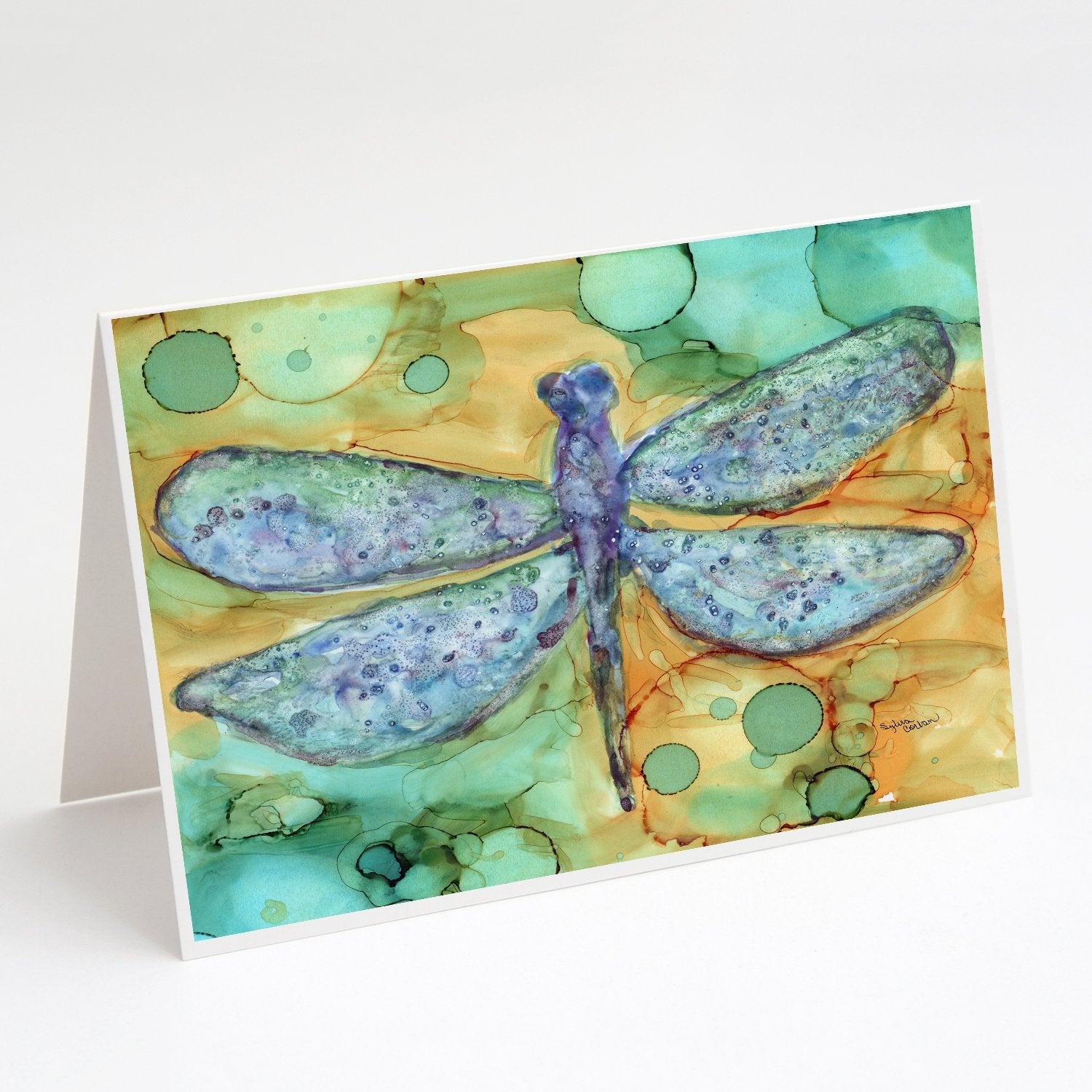 Abstract Dragonfly Greeting Cards Pack of 8 Blank Cards with Envelopes Whimsical A7 Size 5x7