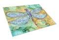 Abstract Dragonfly Cutting Board Tempered Glass Kitchen Cutting Surface, Heat Resistant Chopping, Non-Slip Feet, Food Prep & Serving