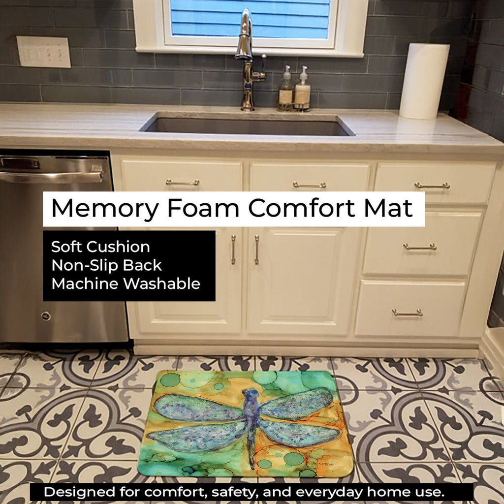 Abstract Dragonfly Memory Foam Kitchen Mat Machine Washable Anti-Fatigue Cushion Comfort Bath or Kitchen Rug