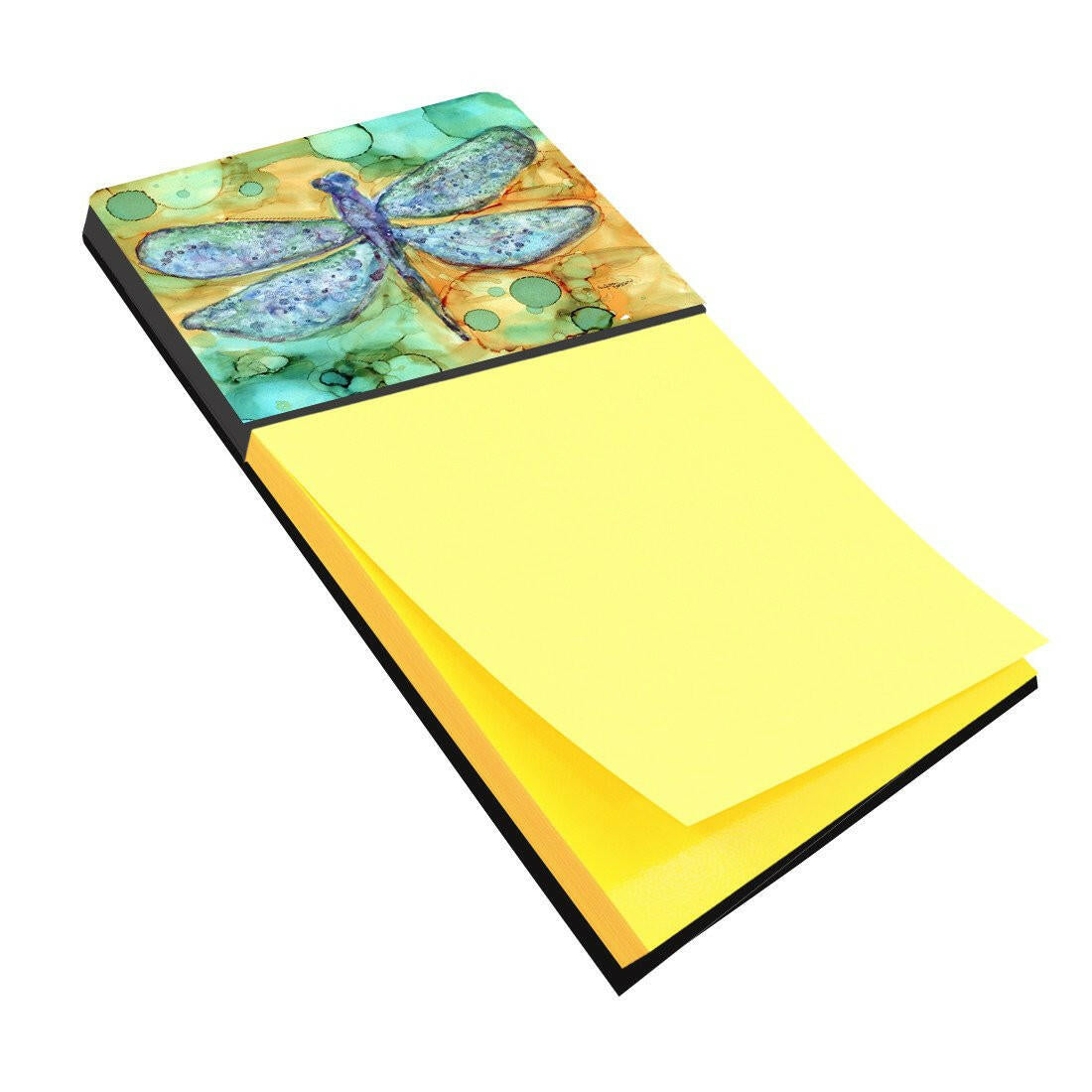 Abstract Dragonfly Watercolor Sticky Note Holder Refillable Dispenser Desk Accessory 3x3 Pad Gift