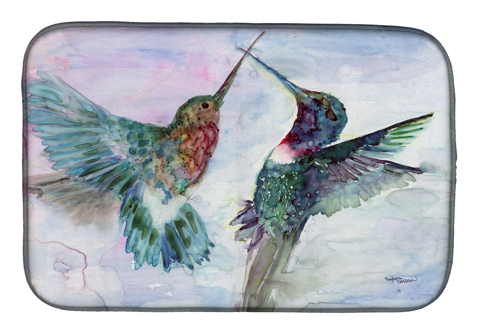 Hummingbird Combat Dish Drying Mat Absorbent Dish Drying Mat Pad for Kitchen Counter Dish Drainer Mat for Countertop, 14 x 21", Multicolor