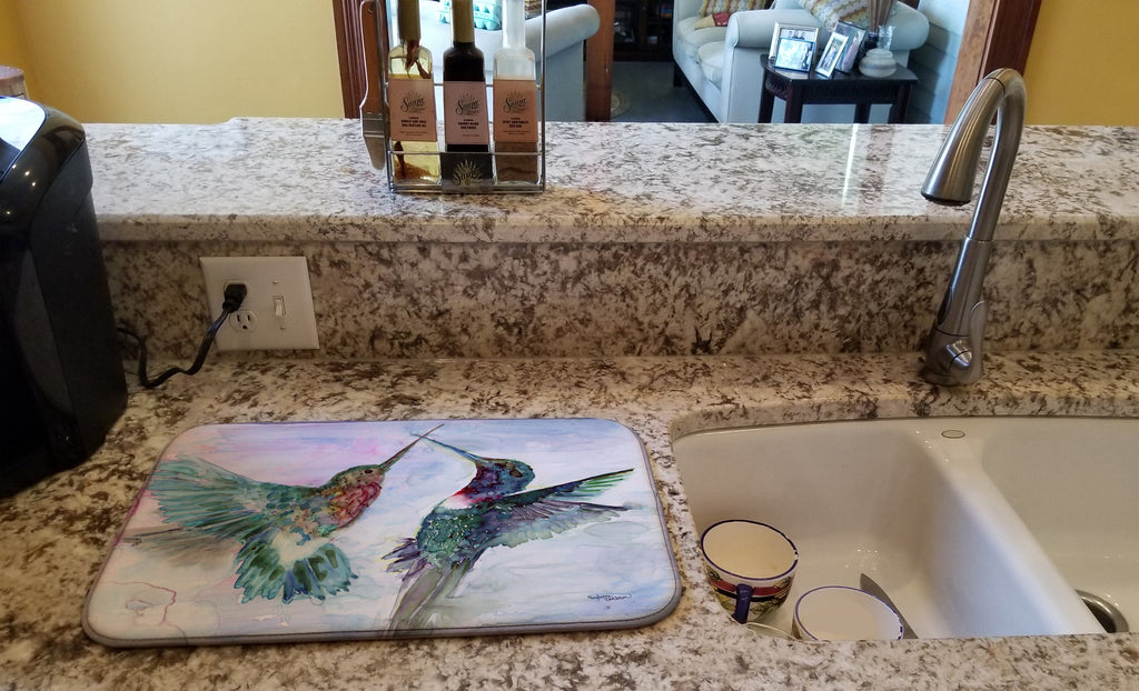 Hummingbird Combat Dish Drying Mat Absorbent Dish Drying Mat Pad for Kitchen Counter Dish Drainer Mat for Countertop, 14 x 21", Multicolor