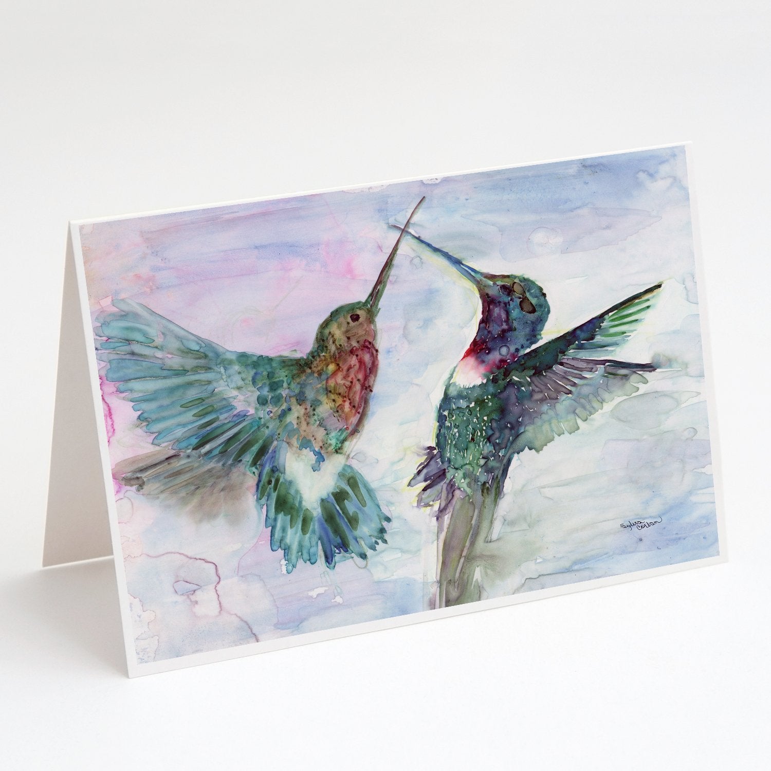 Hummingbird Combat Greeting Cards Pack of 8 Blank Cards with Envelopes Whimsical A7 Size 5x7