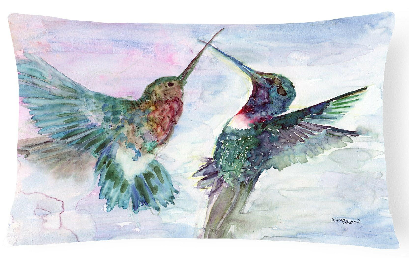 Hummingbird Combat Decorative Throw Pillow 12x16 Indoor Outdoor Accent Cushion, Fabric Cover with Insert for Sofa, Bed, Porch & Living Room