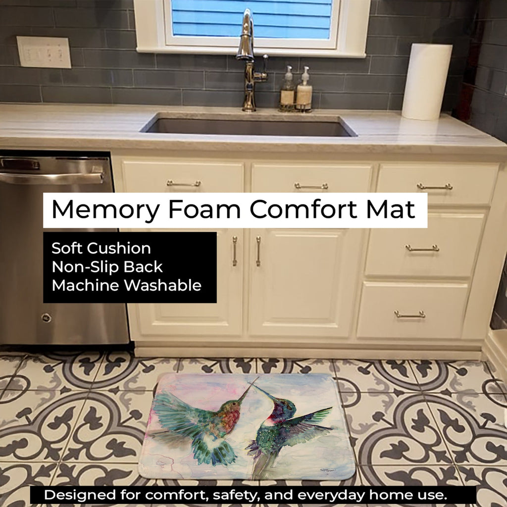 Hummingbird Combat Memory Foam Kitchen Mat Machine Washable Anti-Fatigue Cushion Comfort Bath or Kitchen Rug