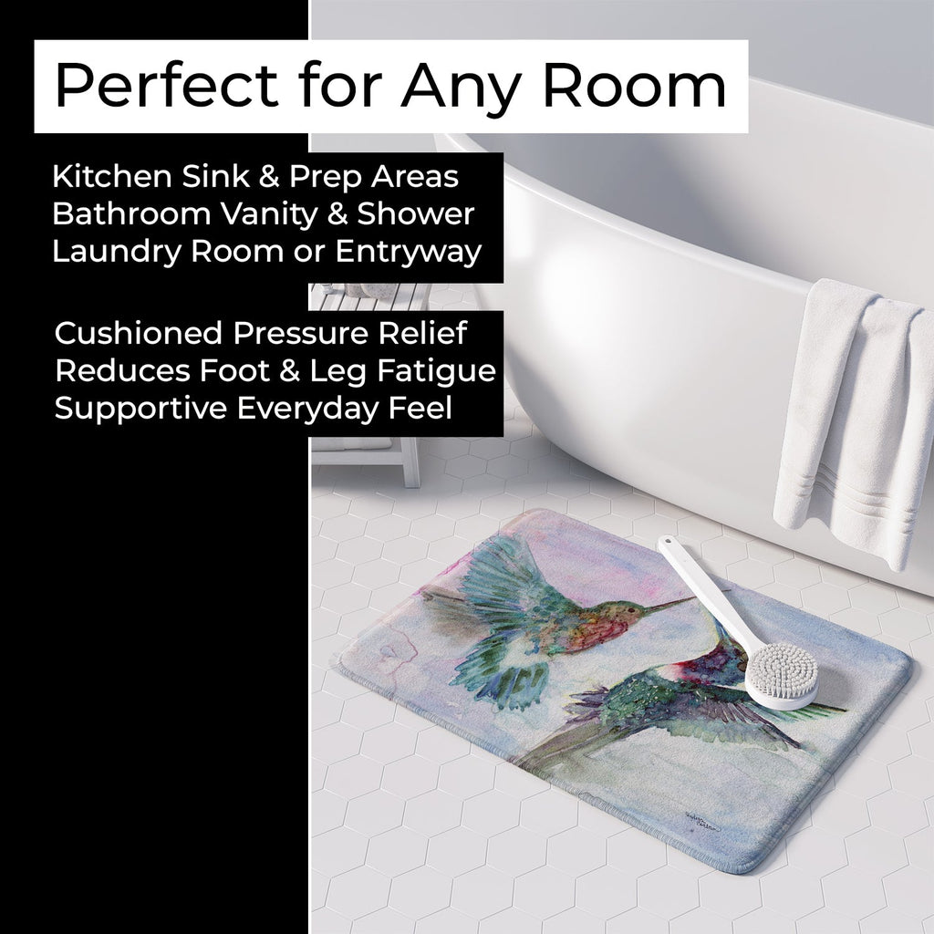 Hummingbird Combat Memory Foam Kitchen Mat Machine Washable Anti-Fatigue Cushion Comfort Bath or Kitchen Rug