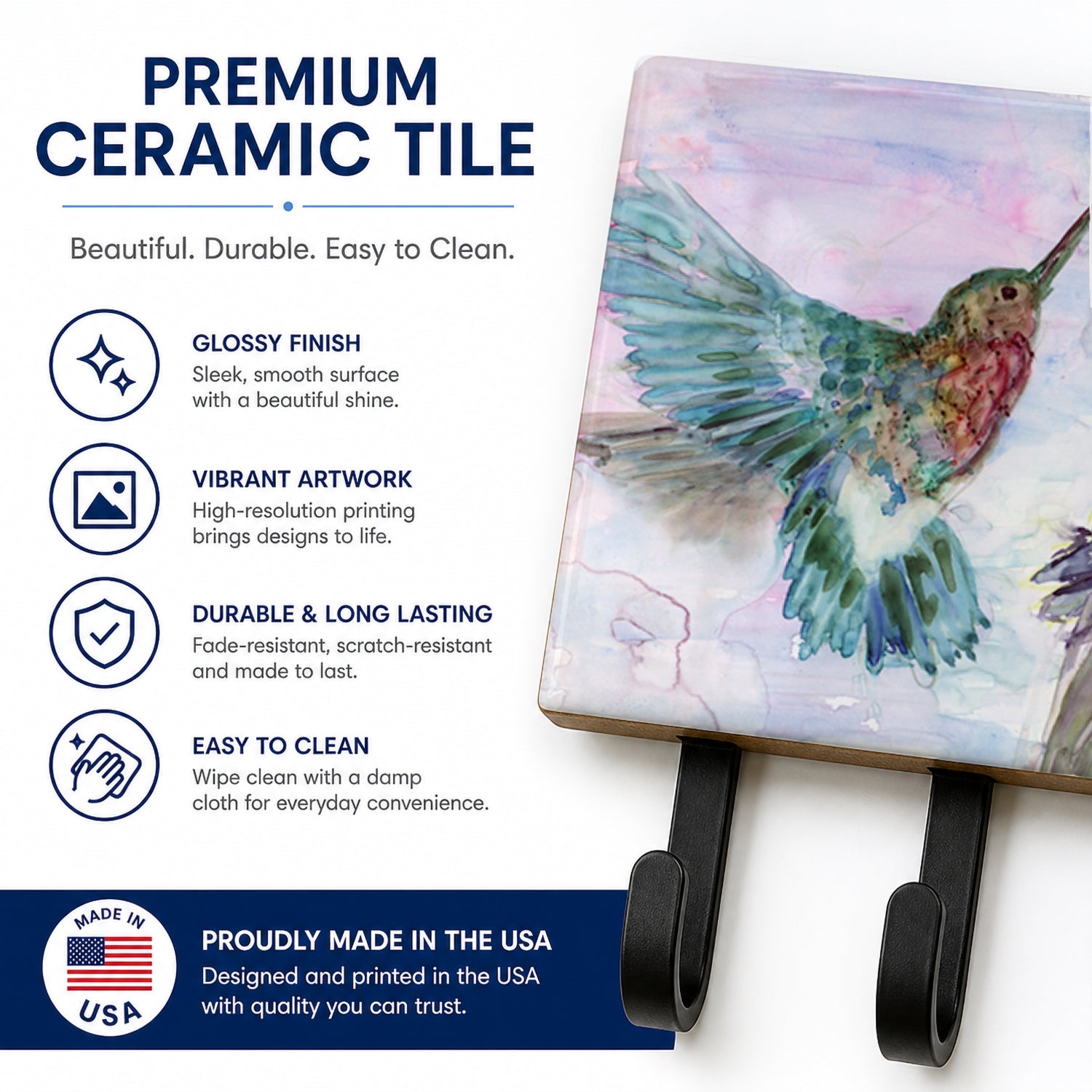Hummingbird Combat Leash or Key Holder Wall Hooks, Coat Rack Wall Mount, for Hanging Keys, Towels, Aprons, Leashes