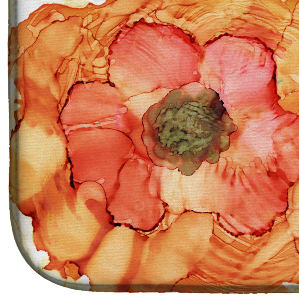 Abstract Flowers Blossoms Dish Drying Mat Absorbent Dish Drying Mat Pad for Kitchen Counter Dish Drainer Mat for Countertop, 14 x 21", Multicolor