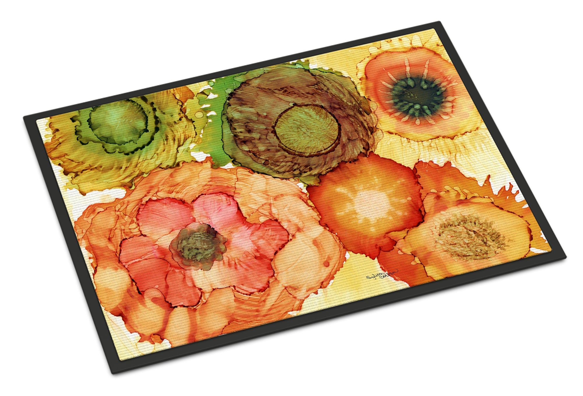 Abstract Flowers Blossoms Doormat Indoor Outdoor 24H X 36W Front Door Mat Rugs for Entryway, Non Slip Washable Low Pile,