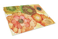Abstract Flowers Blossoms Cutting Board Tempered Glass Kitchen Cutting Surface, Heat Resistant Chopping, Non-Slip Feet, Food Prep & Serving