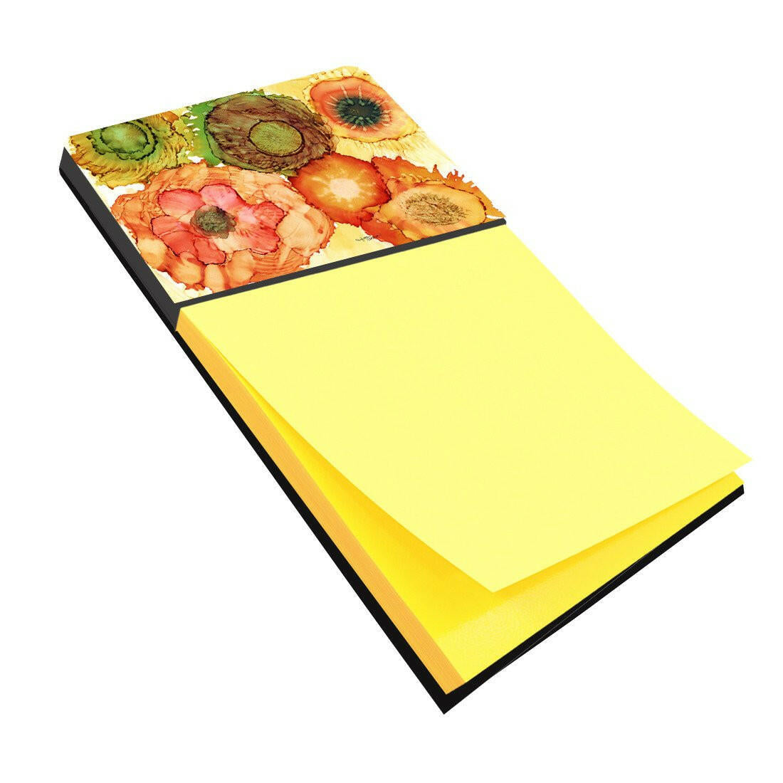 Abstract Flowers Blossoms Watercolor Sticky Note Holder Refillable Dispenser Desk Accessory 3x3 Pad Gift