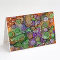 Abstract in Purple Green and Orange Greeting Cards Pack of 8 Blank Cards with Envelopes Whimsical A7 Size 5x7