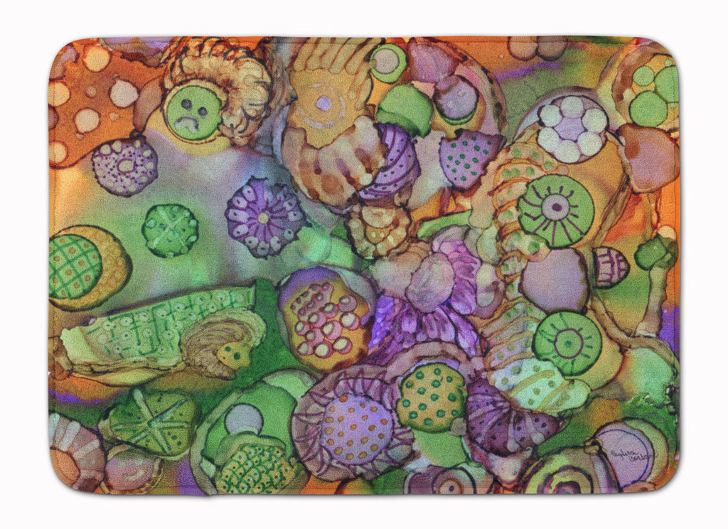 Abstract in Purple Green and Orange Memory Foam Kitchen Mat Machine Washable Anti-Fatigue Cushion Comfort Bath or Kitchen Rug